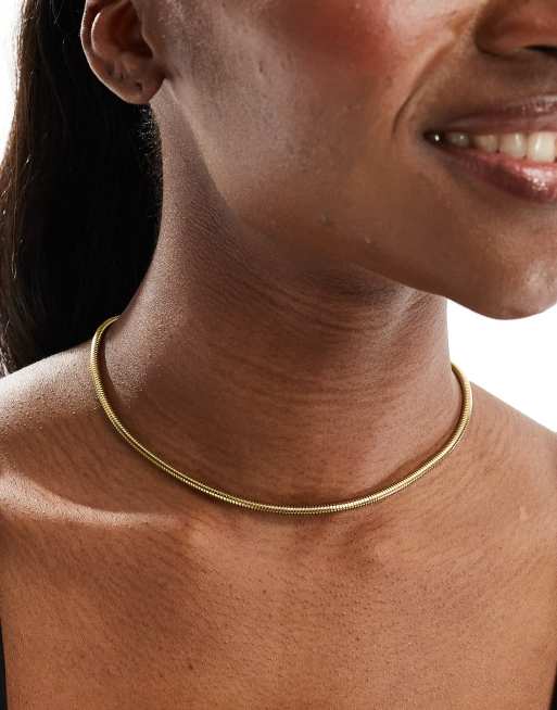 Lost Souls stainless steel 18kt gold plated 38mm chunky snake chain necklace 