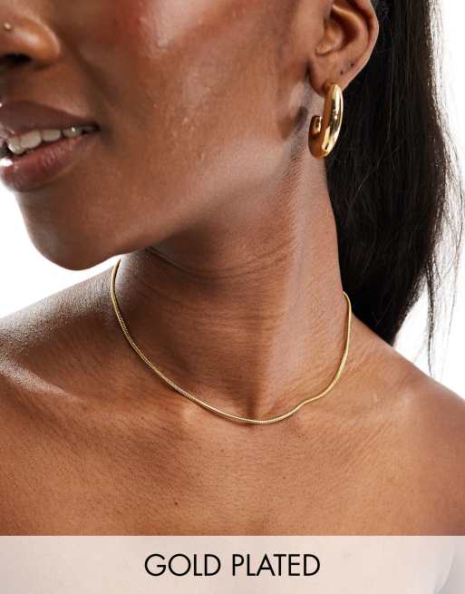 Lost Souls stainless steel 18kt gold plated 41mm snake chain necklace 