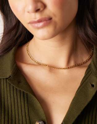 stainless steel 18kt gold plated figaro chain necklace