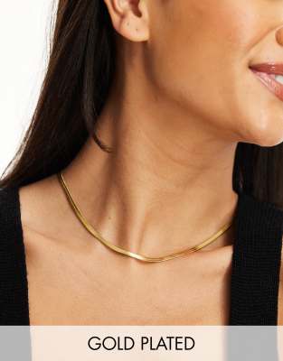 Lost Souls Stainless Steel 18kt Gold Plated Flat Snake Chain Necklace