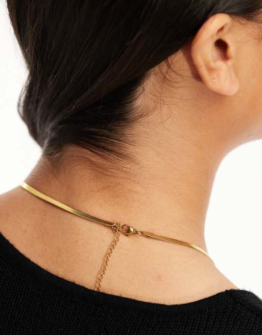 Lost Souls stainless steel 18kt gold plated flat snake chain necklace , 3 of 4