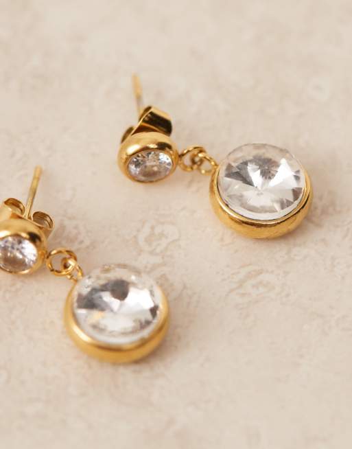 Lost Souls stainless steel 18kt gold plated glass drop earrings, 3 of 3