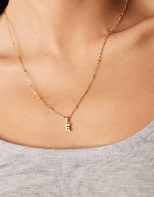 stainless steel 18kt gold plated mini bubble initial 'E' necklace