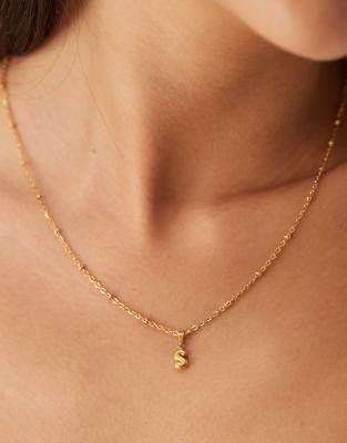 stainless steel 18kt gold plated mini bubble initial 'S' necklace