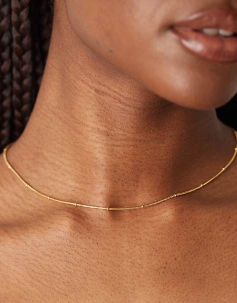 Lost Souls stainless steel 18kt gold plated satellite fine chain necklace - view 1