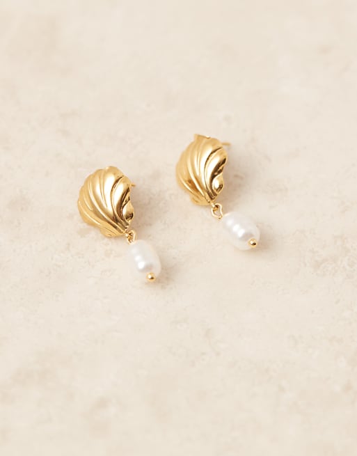 Steel & Shell based pearl earrings Steel & Shell based pearl earrings
