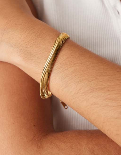 Lost Souls stainless steel 18kt gold plated soft snake chain bracelet, 2 of 4