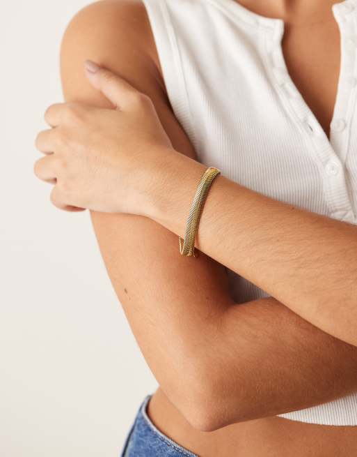 Lost Souls stainless steel 18kt gold plated soft snake chain bracelet, 3 of 4