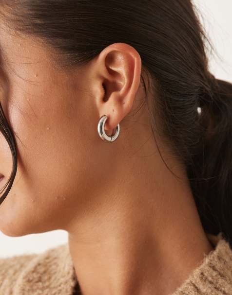 Lost Souls stainless steel 20mm tube huggie hoop earrings in silver tone - view 1