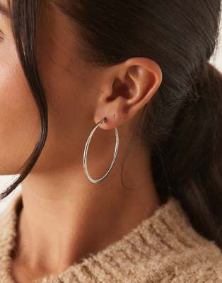 LOST SOULS Lost Souls stainless steel 45mm flat hoop earrings in silver