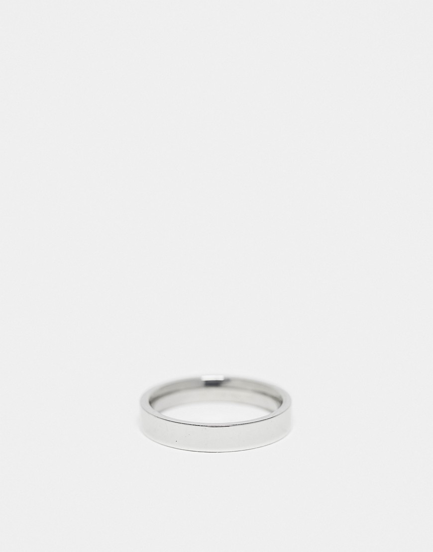 stainless steel 4mm band ring in platinum-Silver