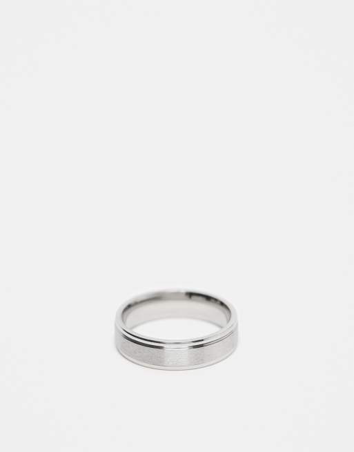  Lost Souls stainless steel 6mm band ring with line detail in silver