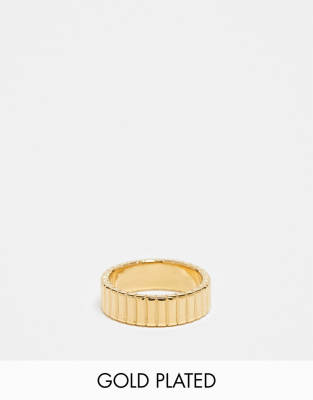 stainless steel 6mm line detail ring in 18k gold plate