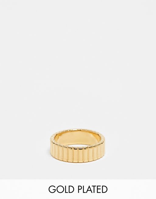 Lost Souls stainless steel 6mm line detail ring in 18k gold plate