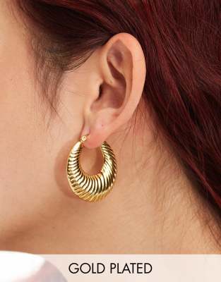 stainless steel 80s volume hoop earrings in 18k gold plated