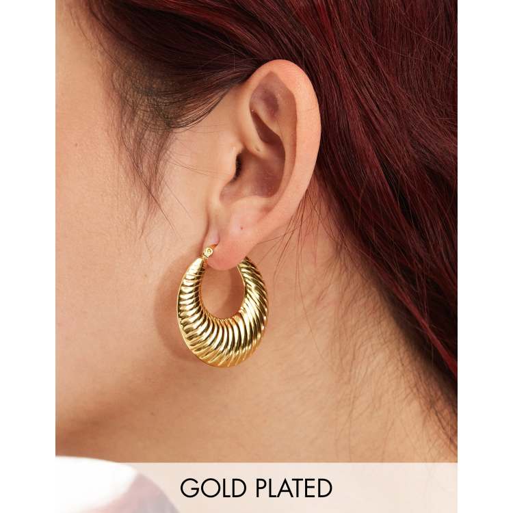 Lost Souls stainless steel 80s volume hoop earrings in 18k