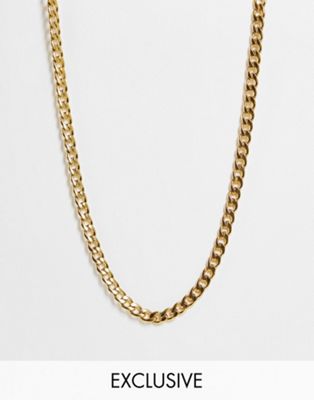 Lost Souls stainless steel 9mm curb neck chain in gold - ASOS Price Checker