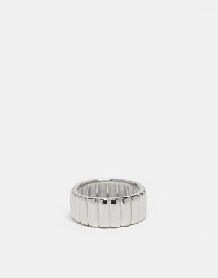 stainless steel 9mm line detail ring in silver