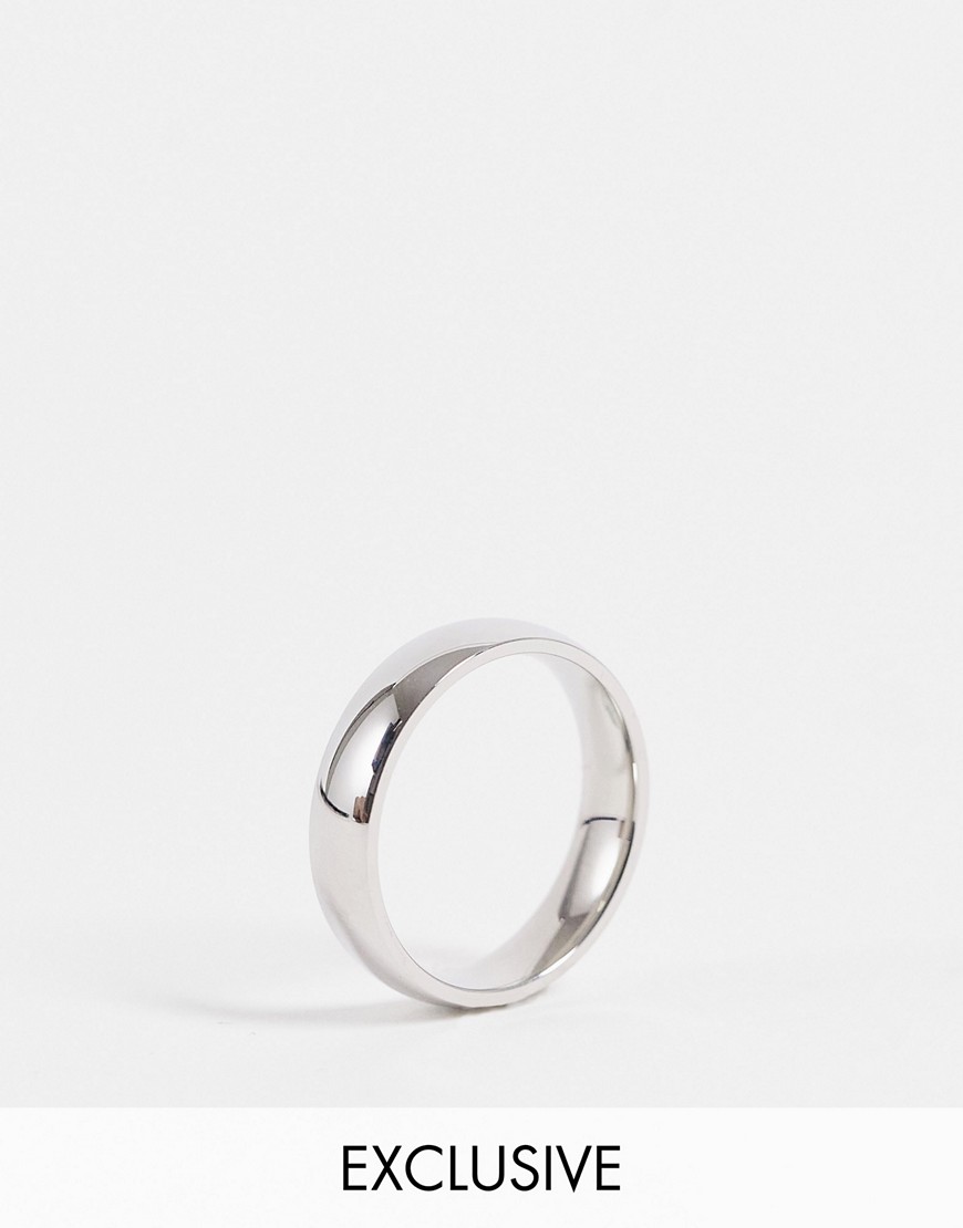 stainless steel band ring in silver