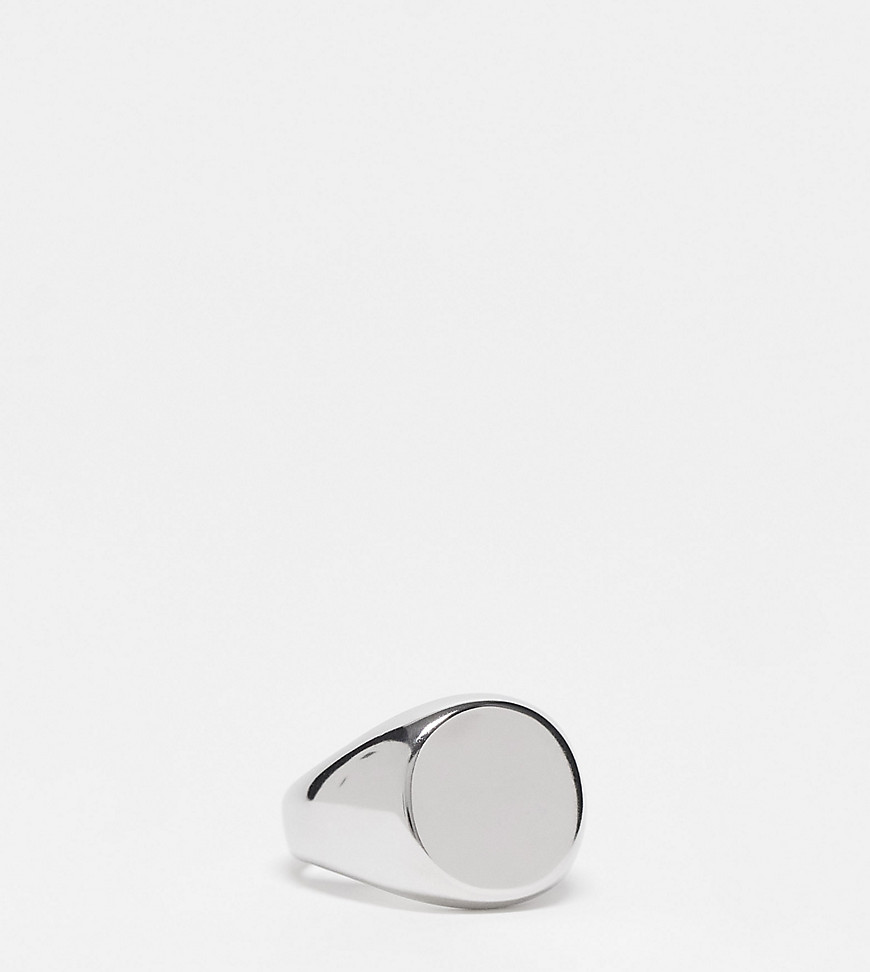 stainless steel basic circle signet ring in silver