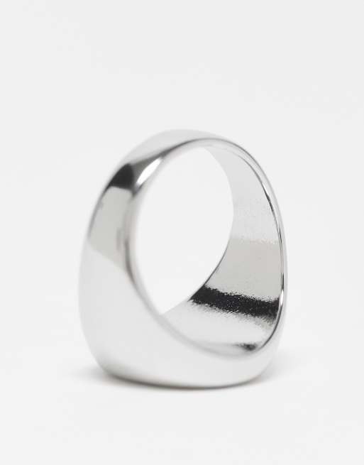 Lost Souls stainless steel basic circle signet ring in silver