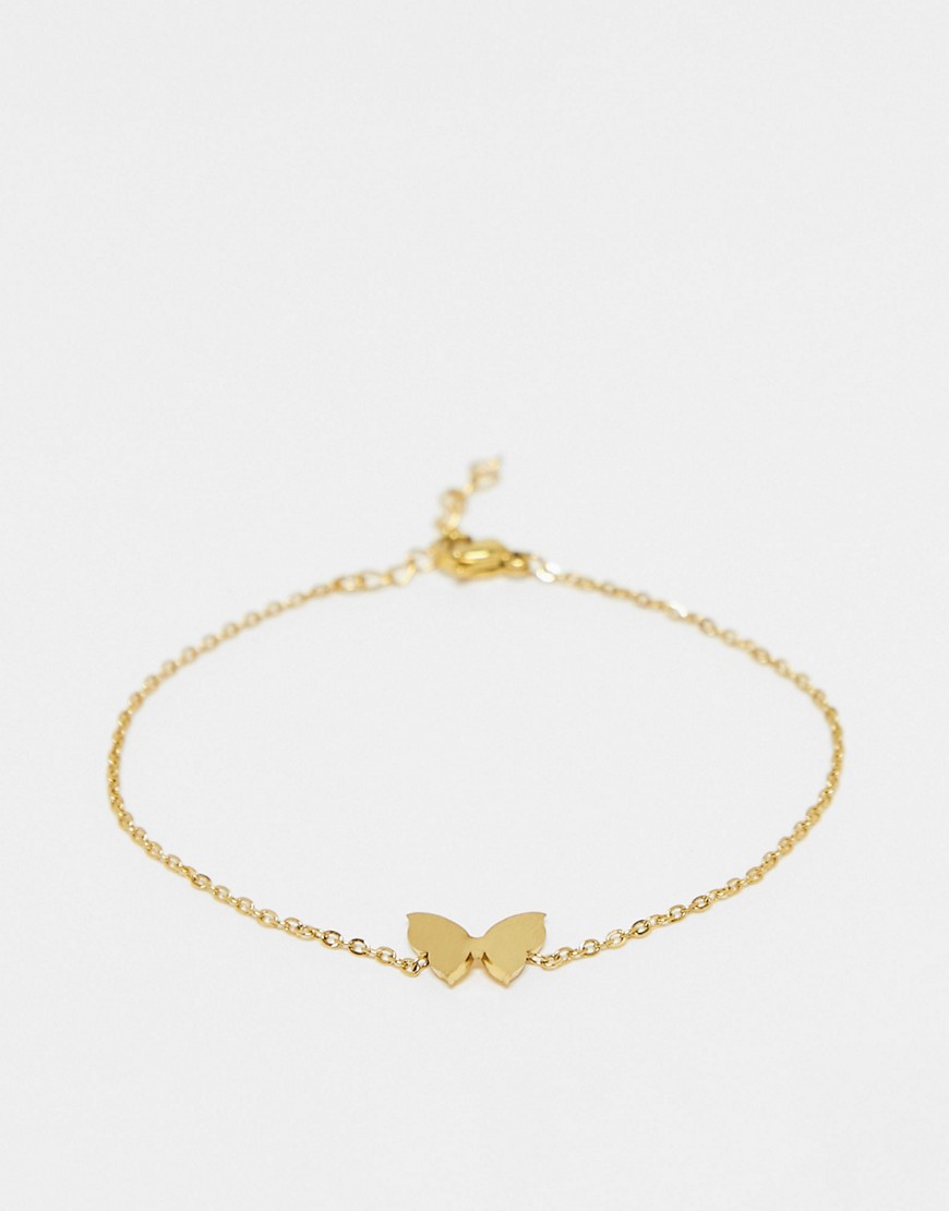 Lost Souls stainless steel bracelet with butterfly shape pendant in gold