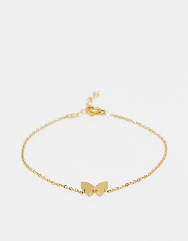 Lost Souls stainless steel bracelet with butterfly shape pendant in gold