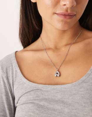 stainless steel bubble initial 'A' necklace in silver