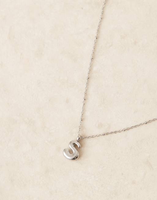 Lost Souls stainless steel bubble initial 'S' necklace in silver, 2 of 4