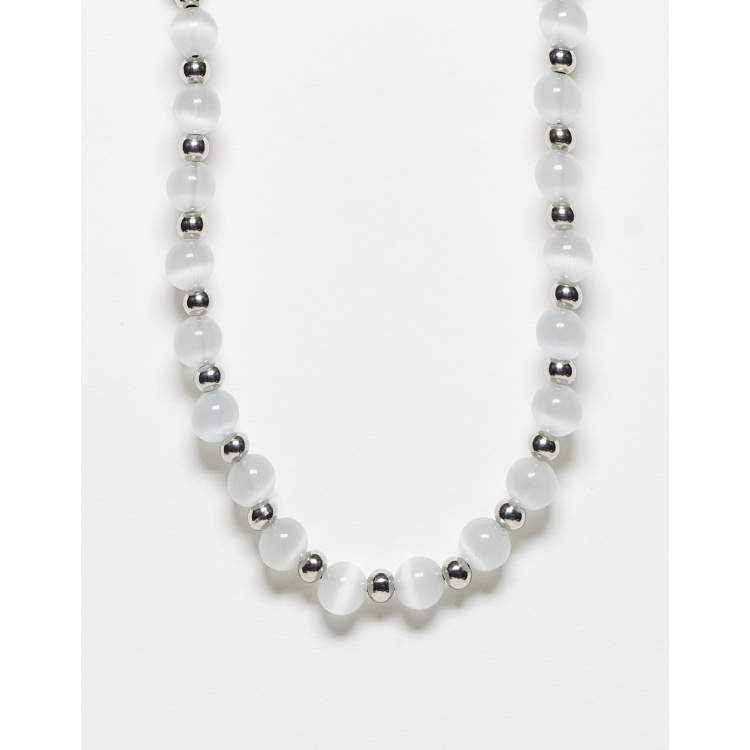 【HYERES LOR】22FW★ Essence Silver Pearl Bead Necklace Silver Essence Pearl Necklace | en route jewelry