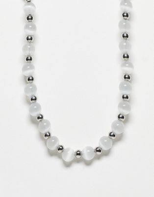 Lost Souls stainless steel cat eye bead necklace in silver - ASOS Price Checker