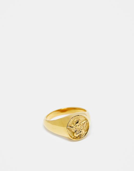 Mens gold deals signet pinky ring