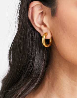 Lost Souls stainless steel chunky hoops in gold - ASOS Price Checker