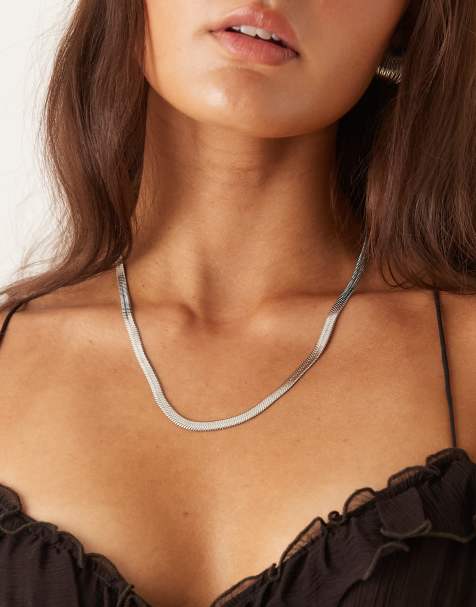 Lost Souls stainless steel chunky snake chain necklace in silver - view 1