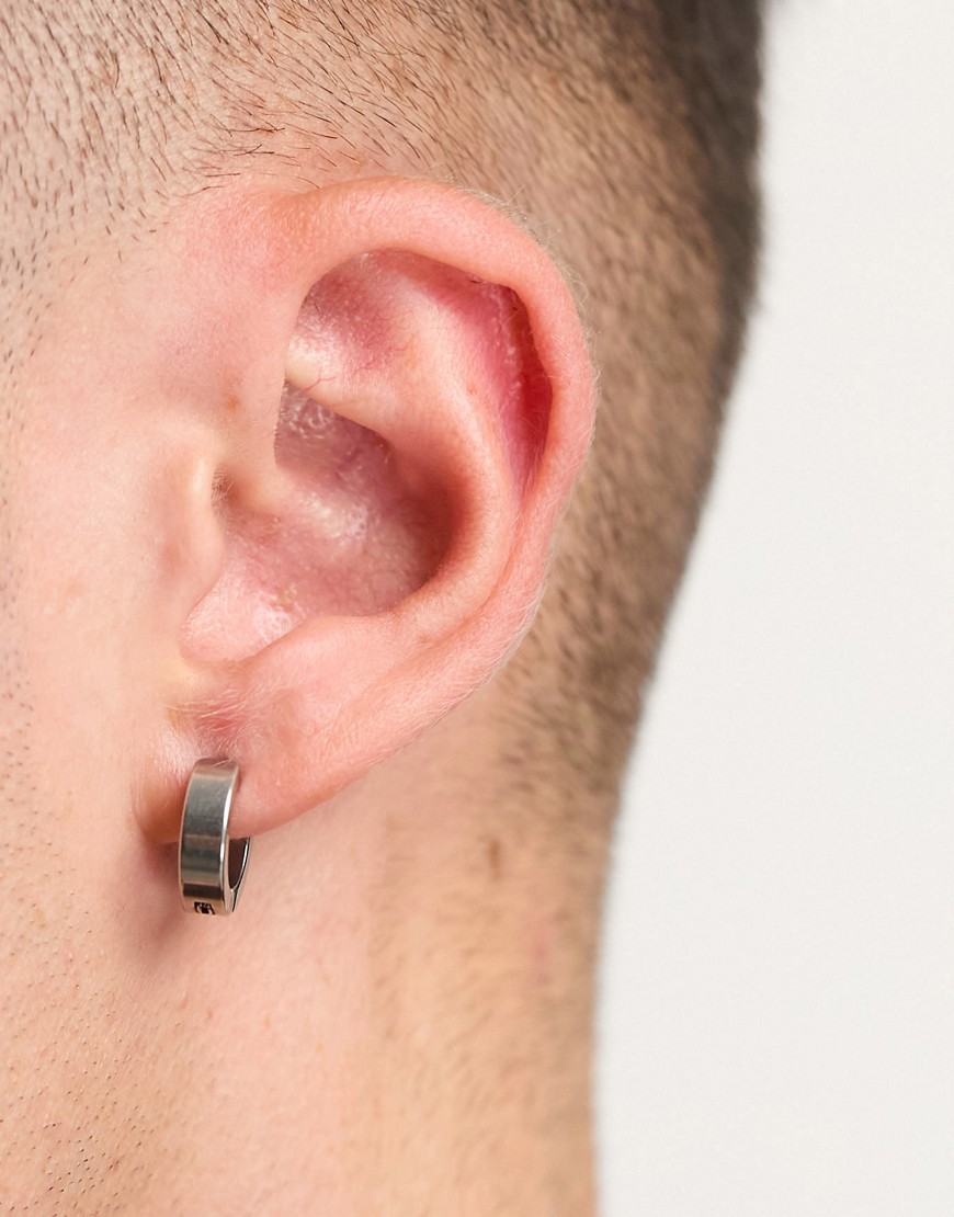 stainless steel clip on hoop earring/ ear cuff in silver