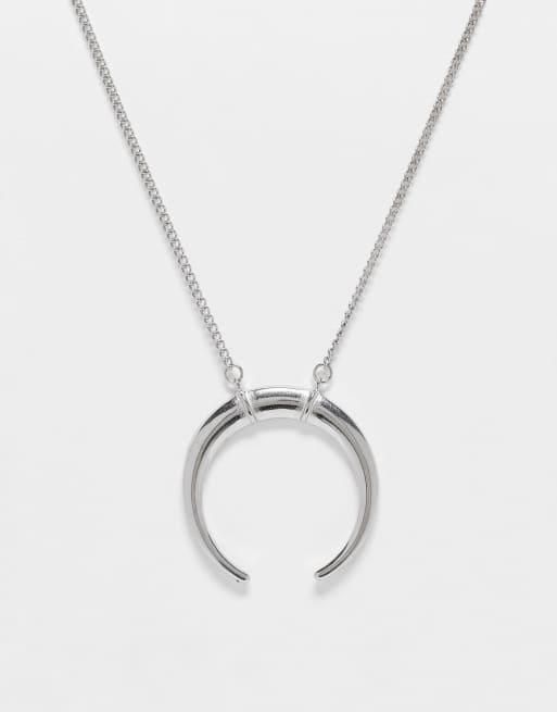 Lost Souls stainless steel crescent pendant necklace in silver ASOS