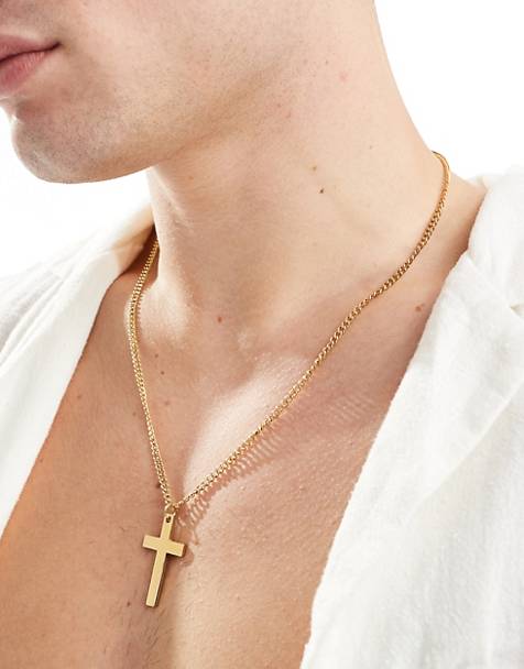 Lost Souls stainless steel cross pendant necklace in 18k gold plated