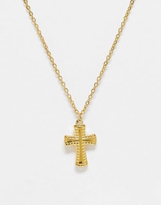 Lost Souls stainless steel cross pendant necklace in gold - ASOS Price Checker