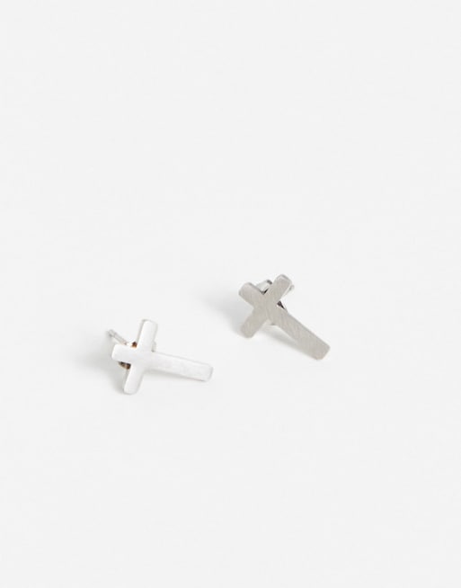 Stainless steel store cross stud earrings