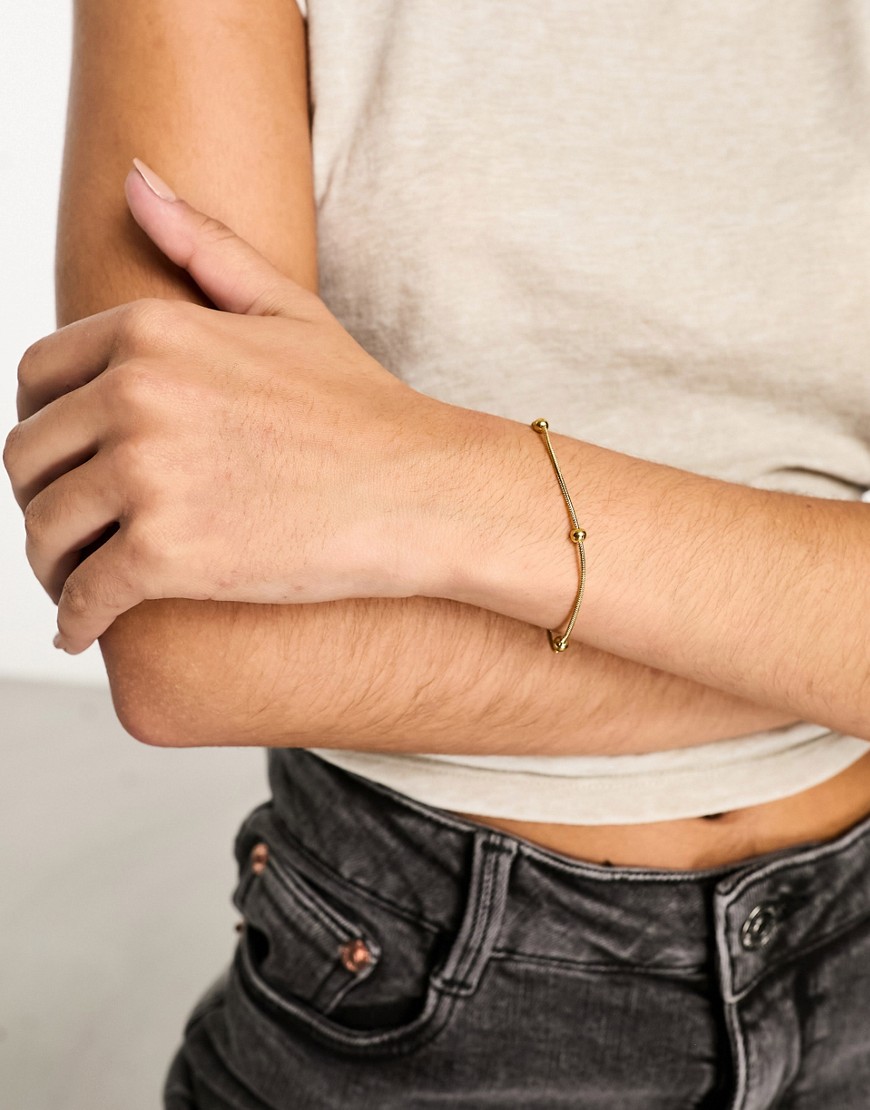 stainless steel dainty chain and ball bracelet in gold