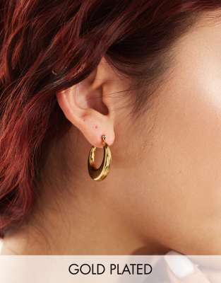 stainless steel dome hoop earrings in 18k gold plated