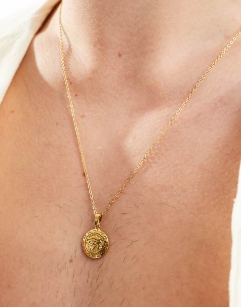 Lost Souls stainless steel eye pendant necklace in 18k gold plated - view 1