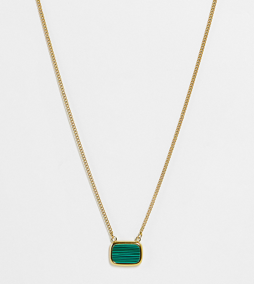 Lost Souls Stainless Steel Green Malachite Pendant Necklace In Gold