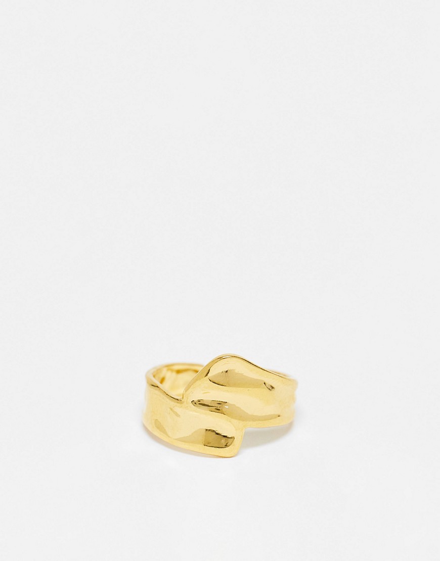 Lost Souls stainless steel hammered asymmetric ring in gold