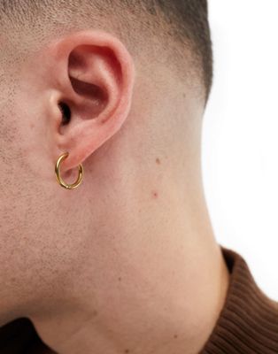 Lost Souls stainless steel hinge hoop earrings in gold - ASOS Price Checker