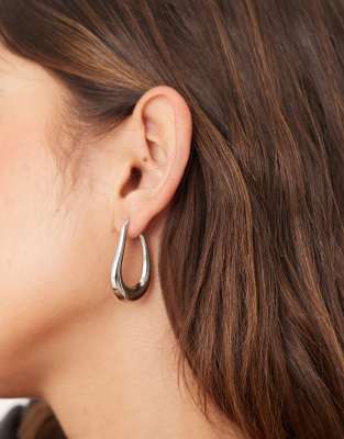 LOST SOULS Lost Souls stainless steel irregular hoop earrings in silver
