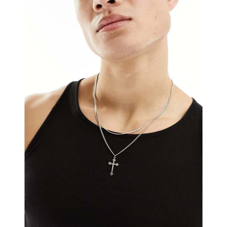 Platinum cross necklace deals mens