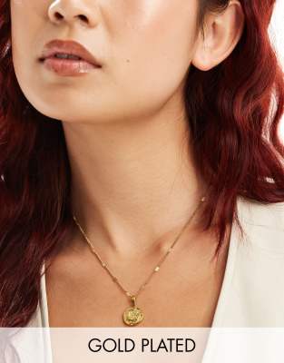 Lost Souls Stainless Steel Moon Pendant Necklace In 18k Gold Plated