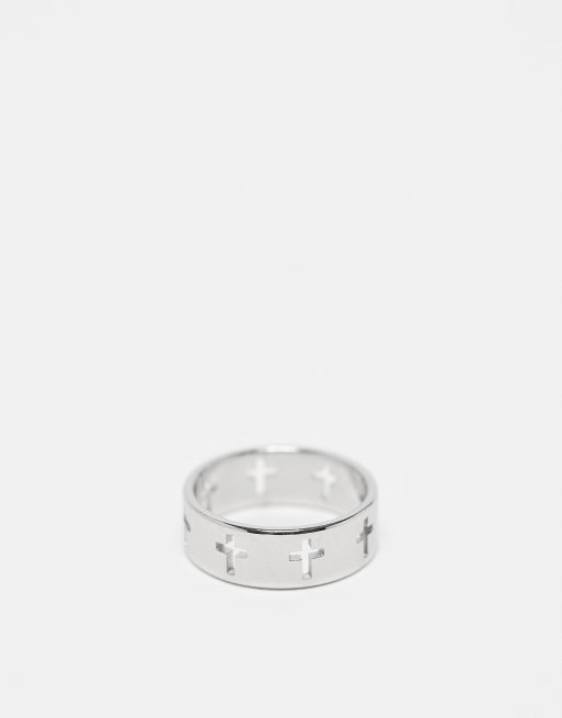  Lost Souls stainless steel multi cross band ring in silver