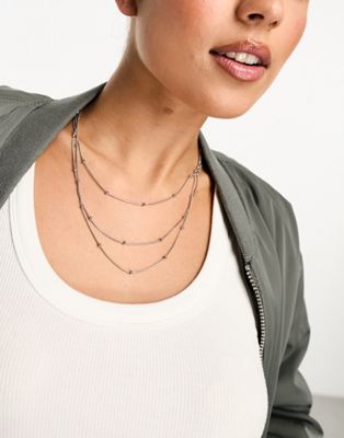 Lost Souls stainless steel multi row dainty chain necklace in silver - ASOS Price Checker